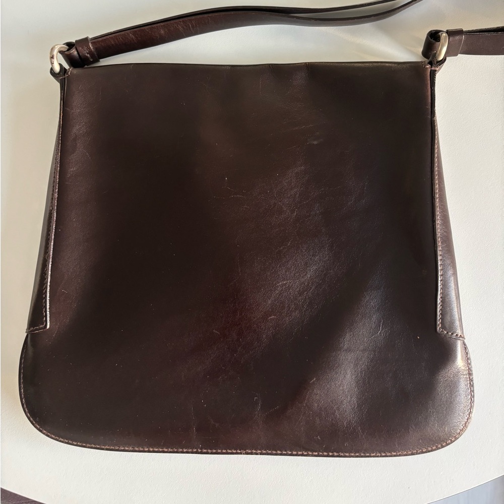 Prada Slim Chocolate Brown Leather Shoulder Bag - Classic Elegant Minimalist - Picture 12 of 13